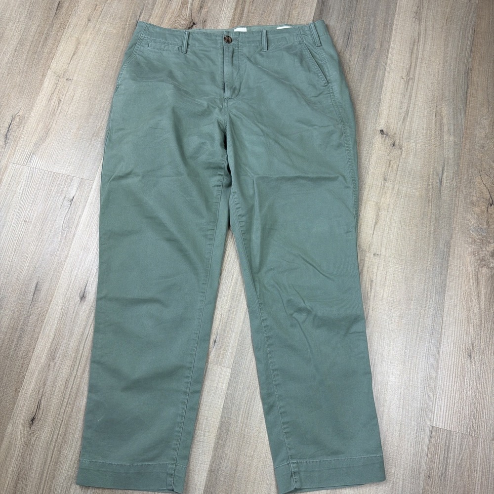 GAP Straight Khaki Pants Size 10 Green Stretch Cotton Casual Workwear Womens